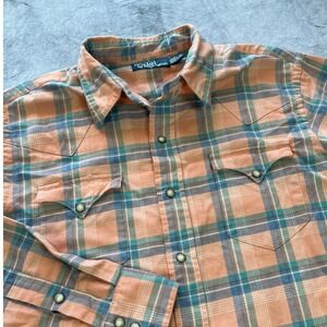 Polo Ralph Lauren Plaid Western Shirt Men Long Sleeve Button Up Pearl Snaps VTG